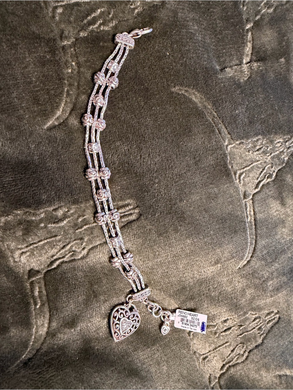 Brighton Silver Heart Charm Bracelet -